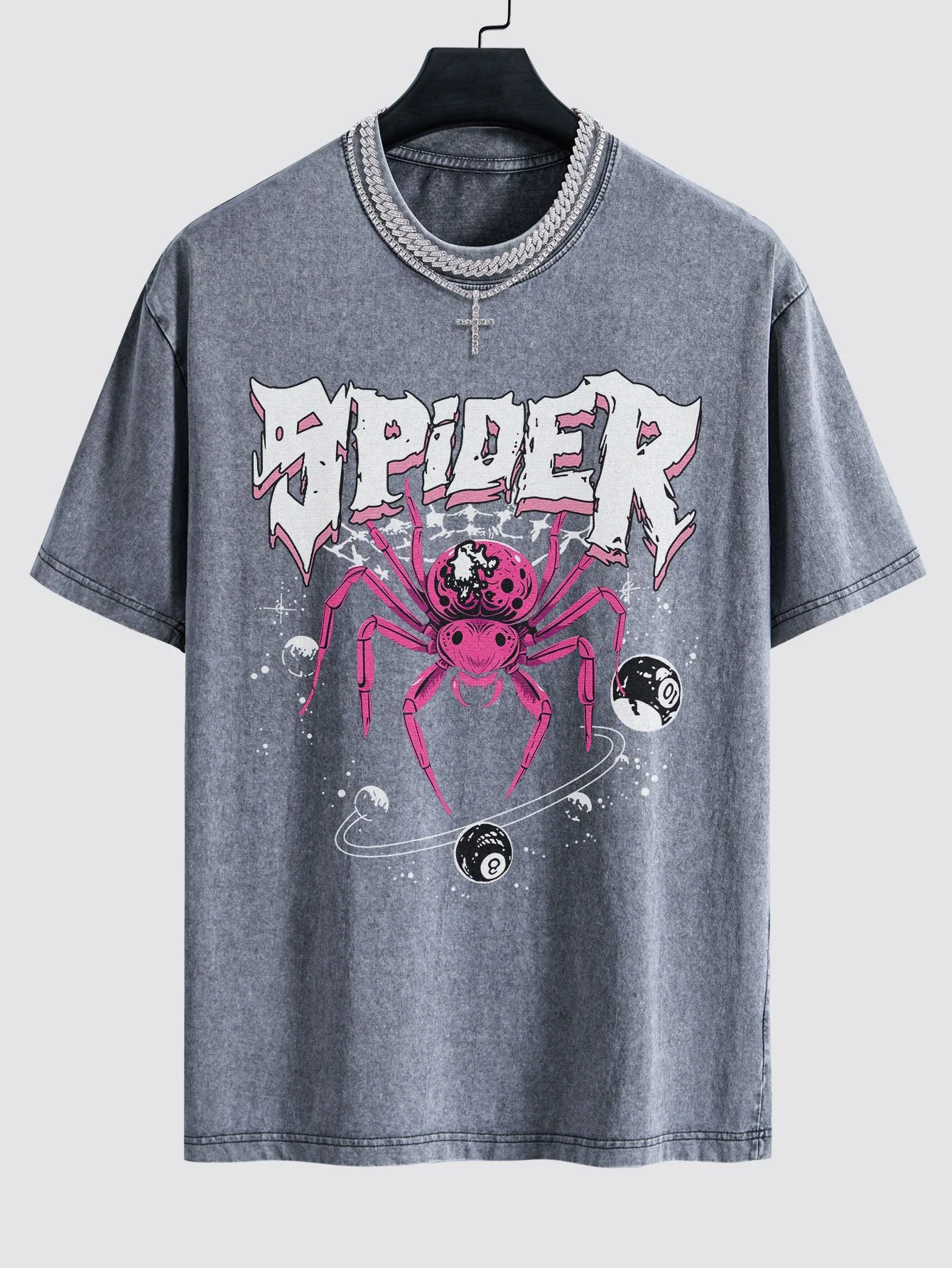 Spider Print Gewaschenes Drop Shoulder Oversize T-Shirt - Image 2
