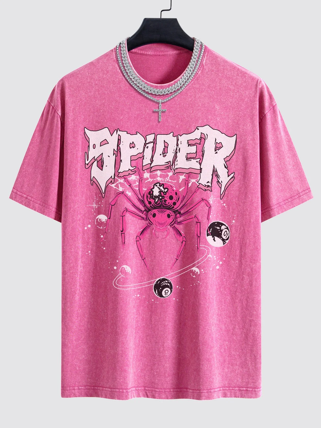 Spider Print Gewaschenes Drop Shoulder Oversize T-Shirt - Image 3