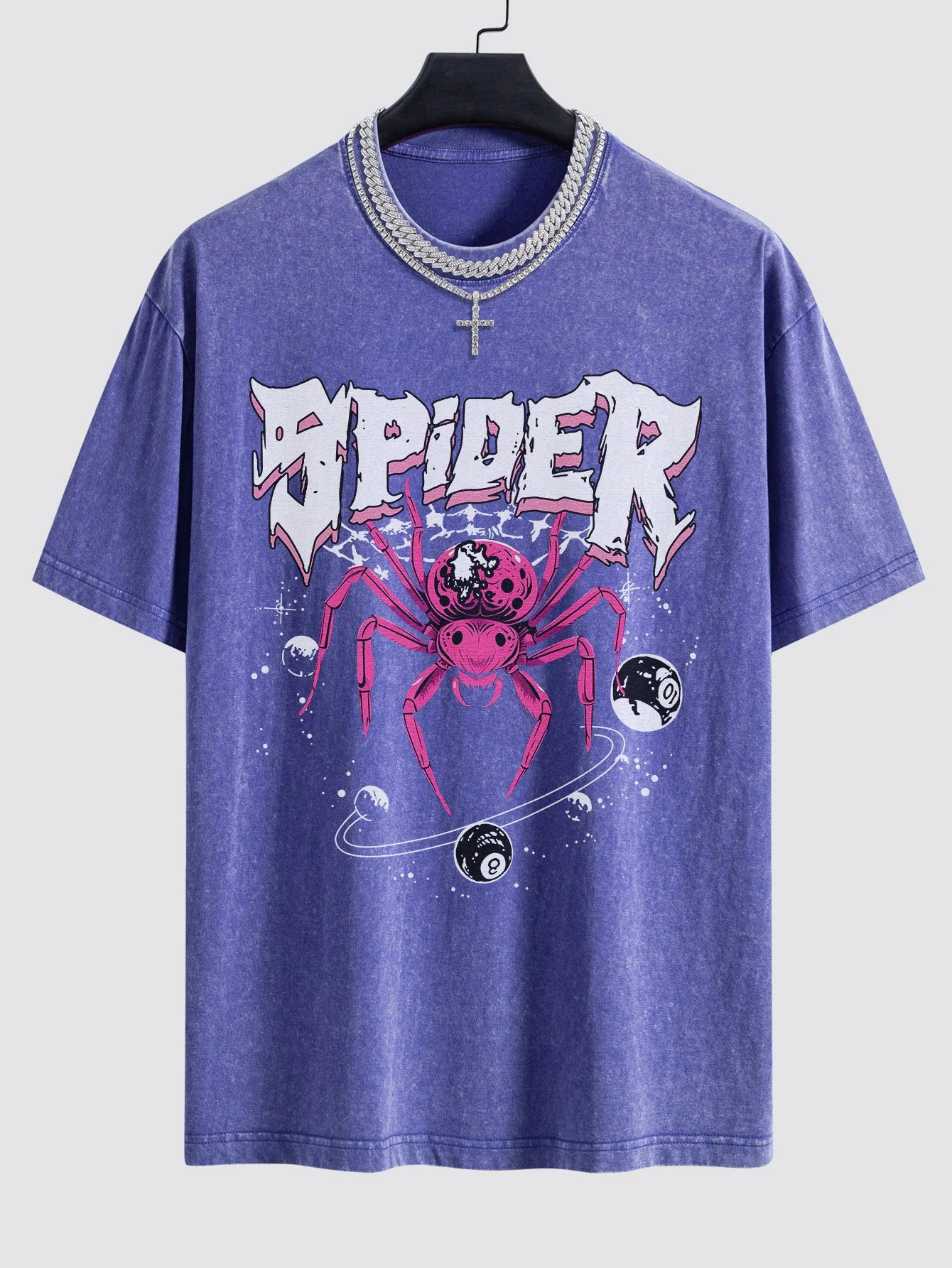 Spider Print Gewaschenes Drop Shoulder Oversize T-Shirt - Image 4