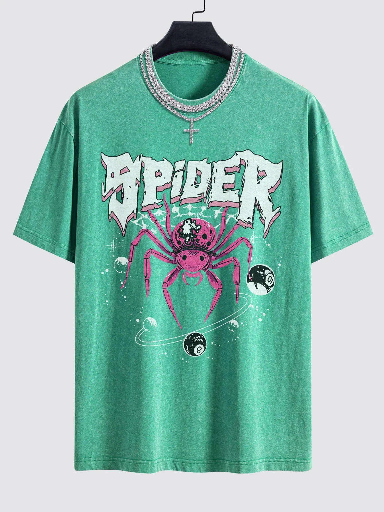 Spider Print Gewaschenes Drop Shoulder Oversize T-Shirt - Image 6