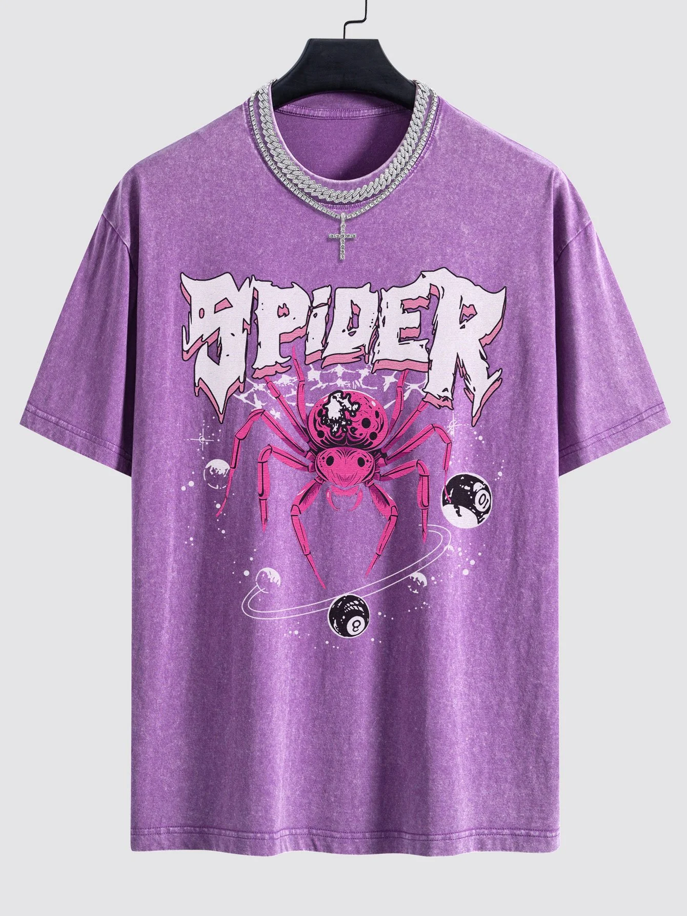 Spider Print Gewaschenes Drop Shoulder Oversize T-Shirt - Image 9