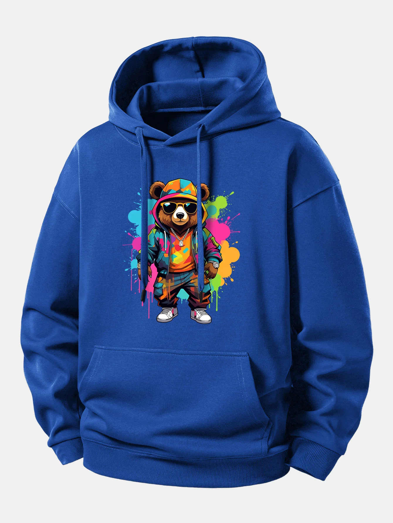 Splash Colorful Bear Print Relax Fit Hoodie - Image 10