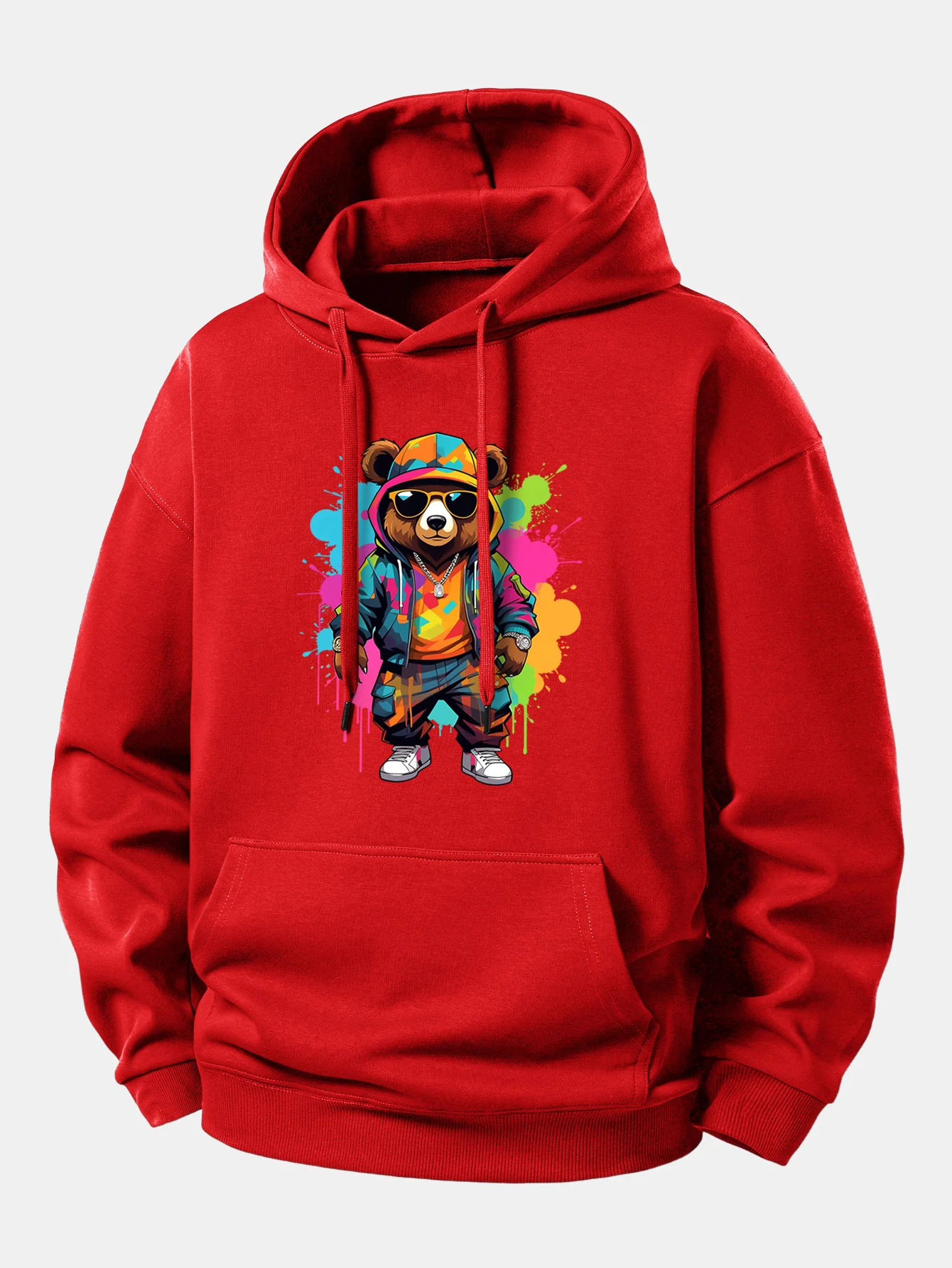 Splash Colorful Bear Print Relax Fit Hoodie - Image 11