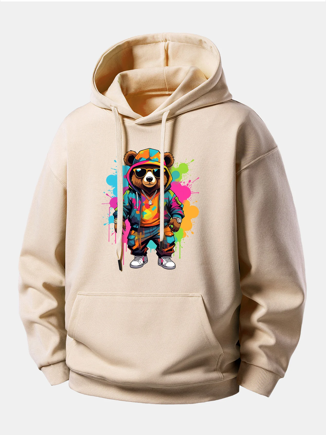Splash Colorful Bear Print Relax Fit Hoodie - Image 2