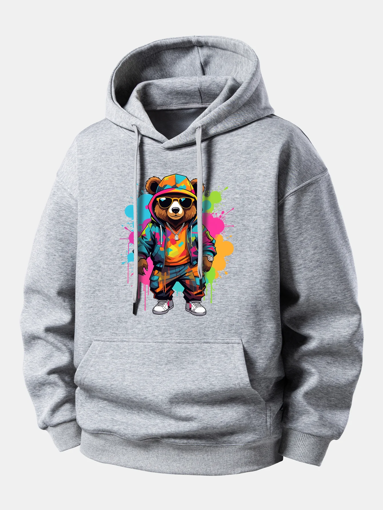 Splash Colorful Bear Print Relax Fit Hoodie - Image 5