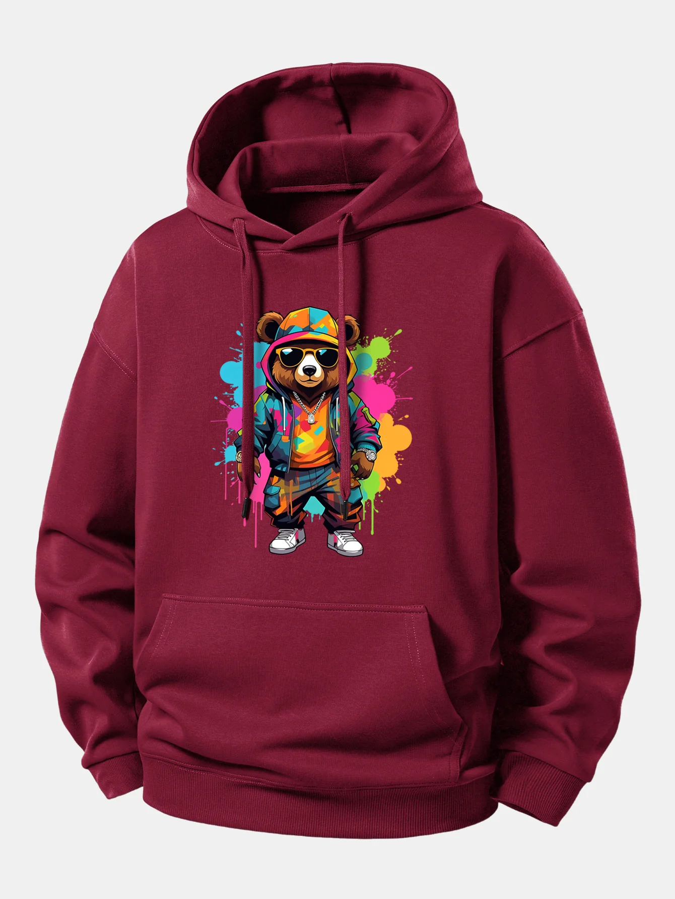 Splash Colorful Bear Print Relax Fit Hoodie - Image 6