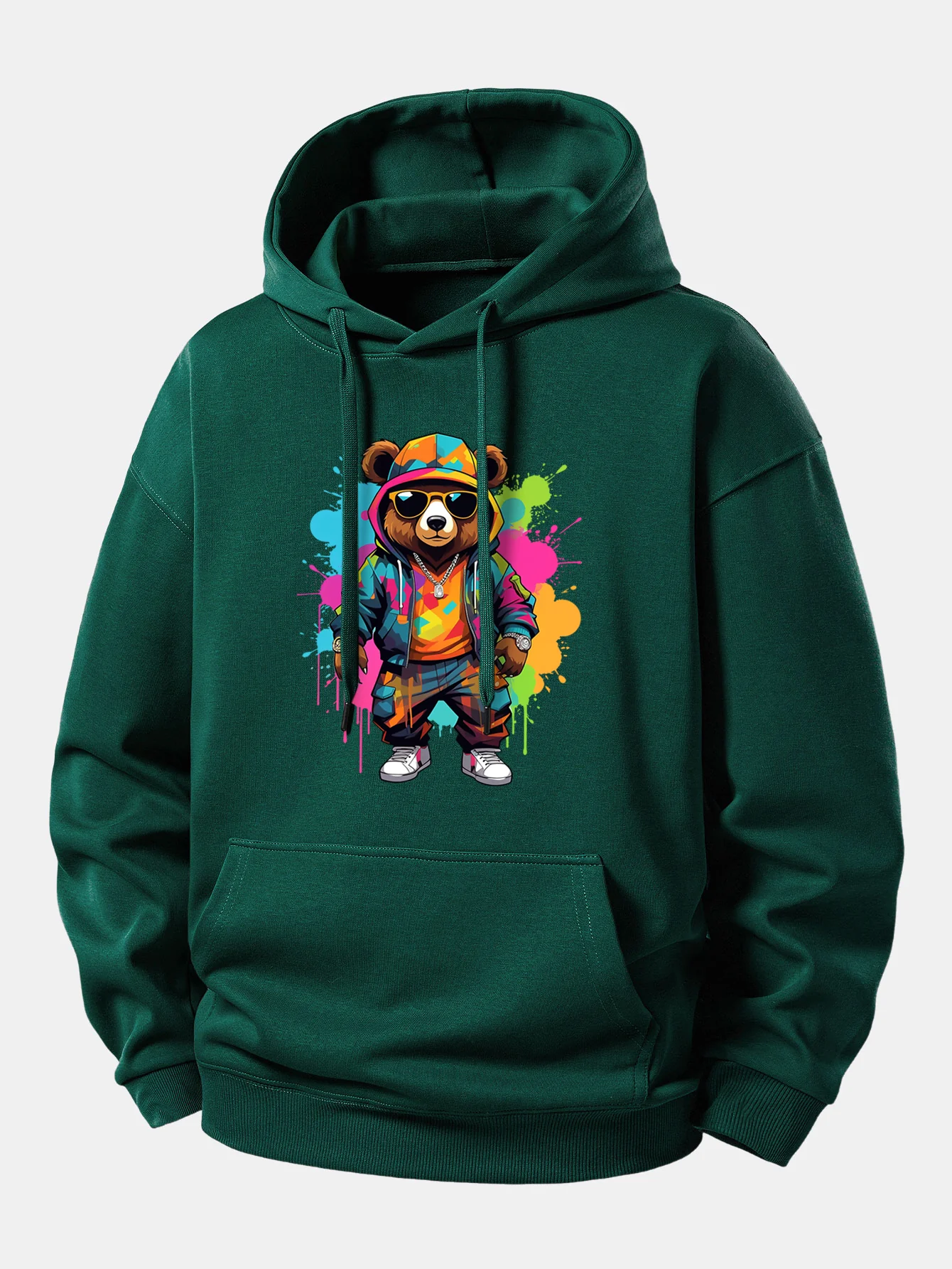 Splash Colorful Bear Print Relax Fit Hoodie - Image 7