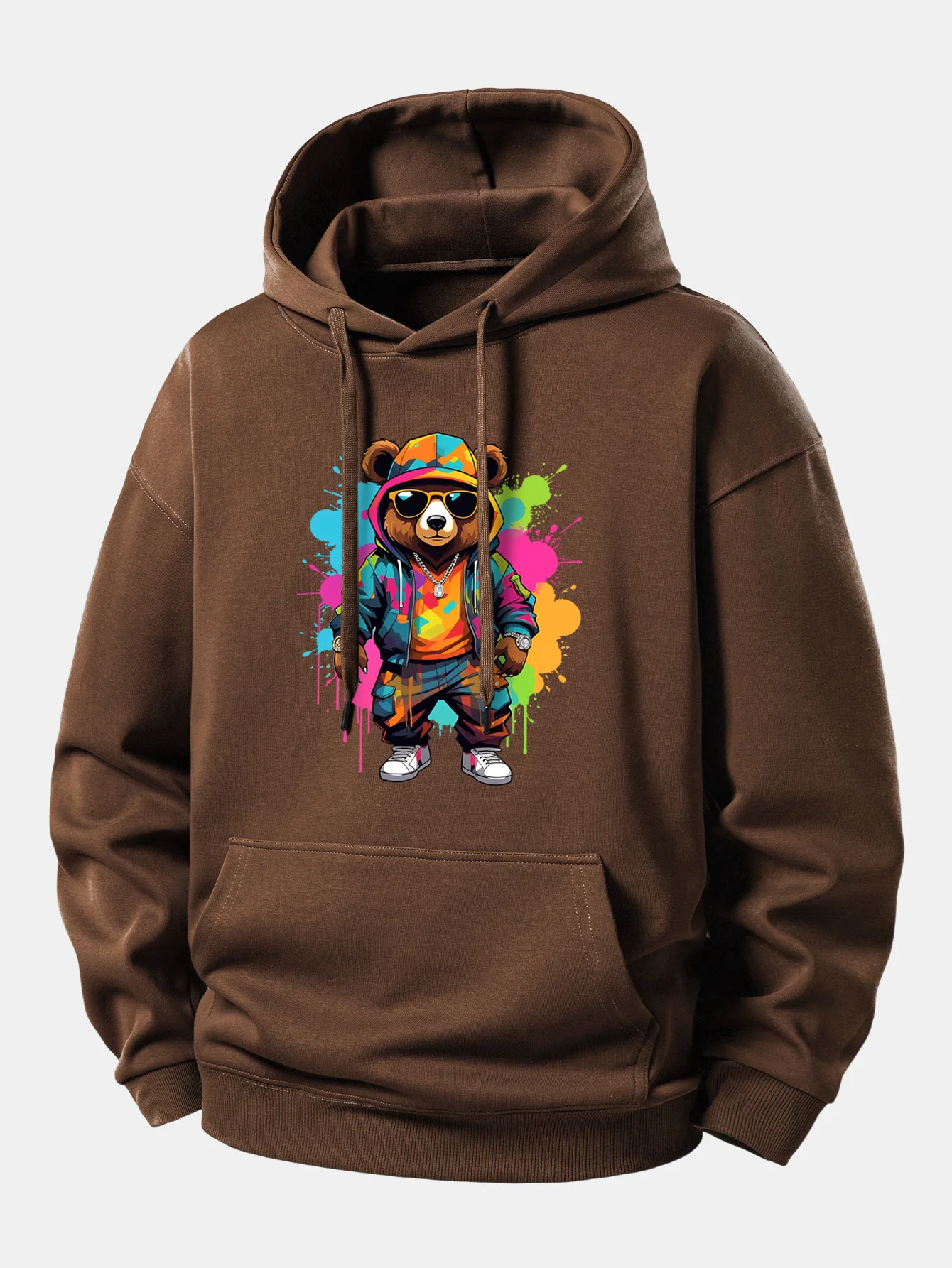 Splash Colorful Bear Print Relax Fit Hoodie - Image 8