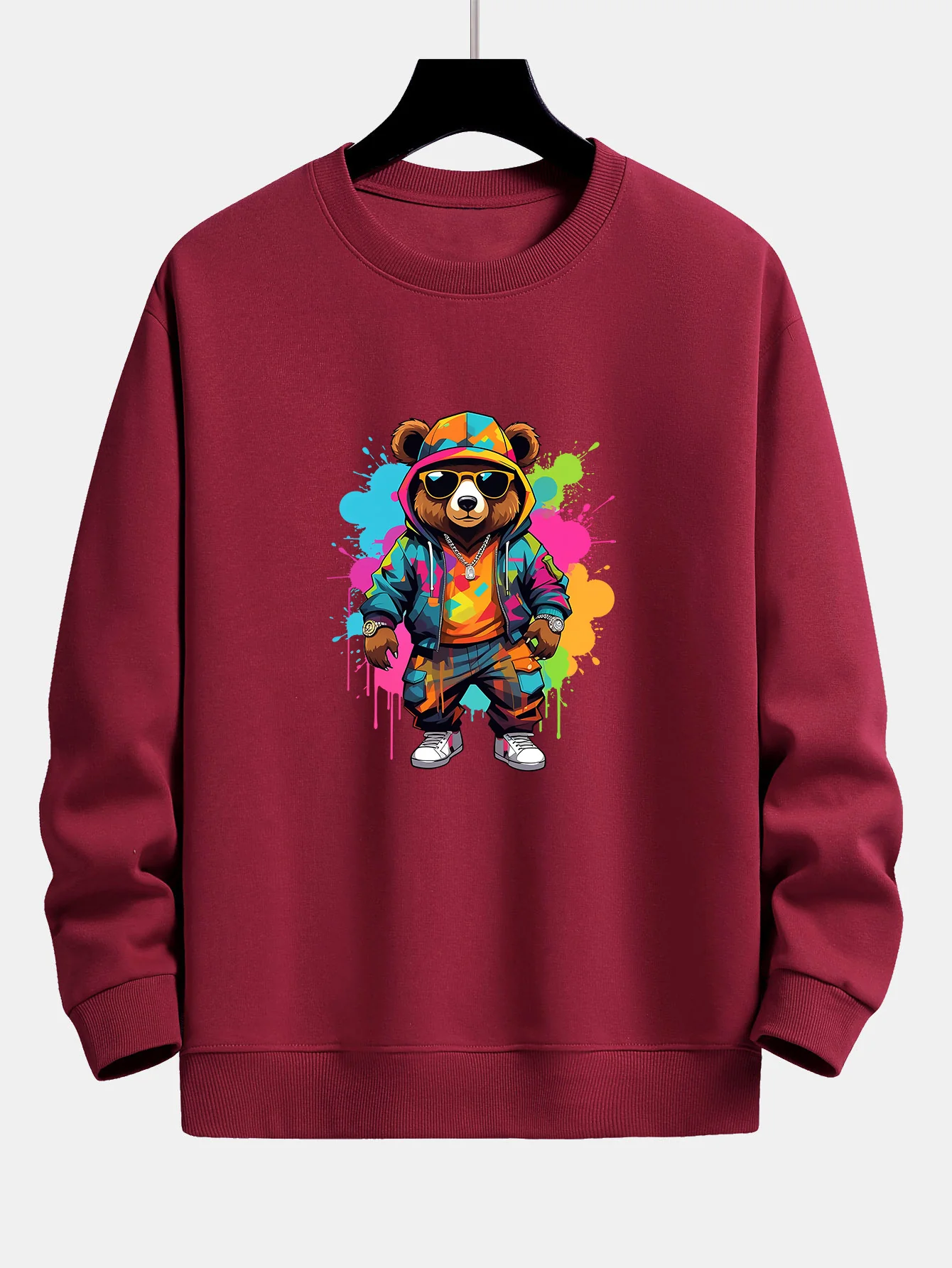 Splash Bunter Bären Druck Relax Fit Sweatshirt - Image 10