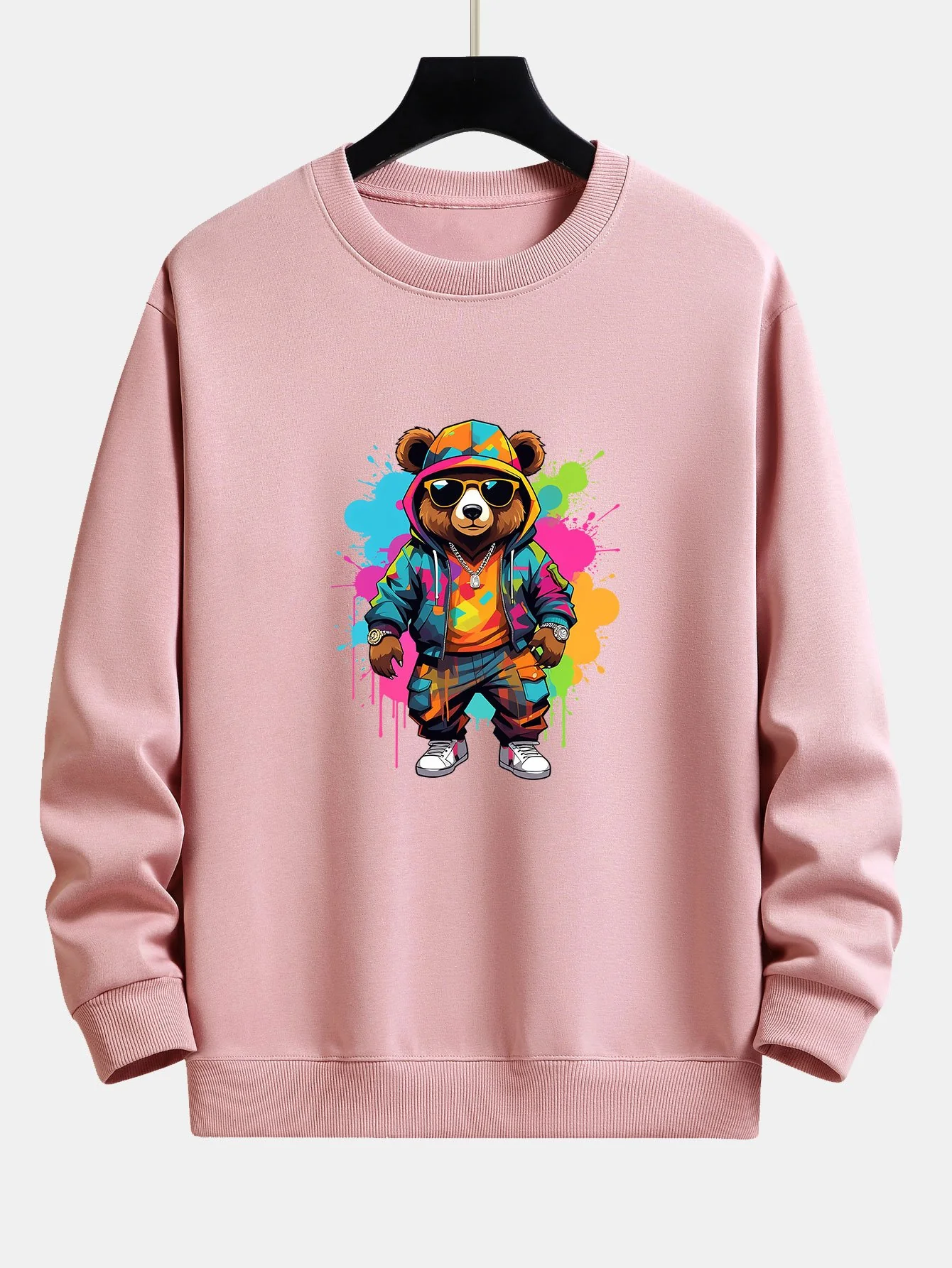Splash Bunter Bären Druck Relax Fit Sweatshirt - Image 5