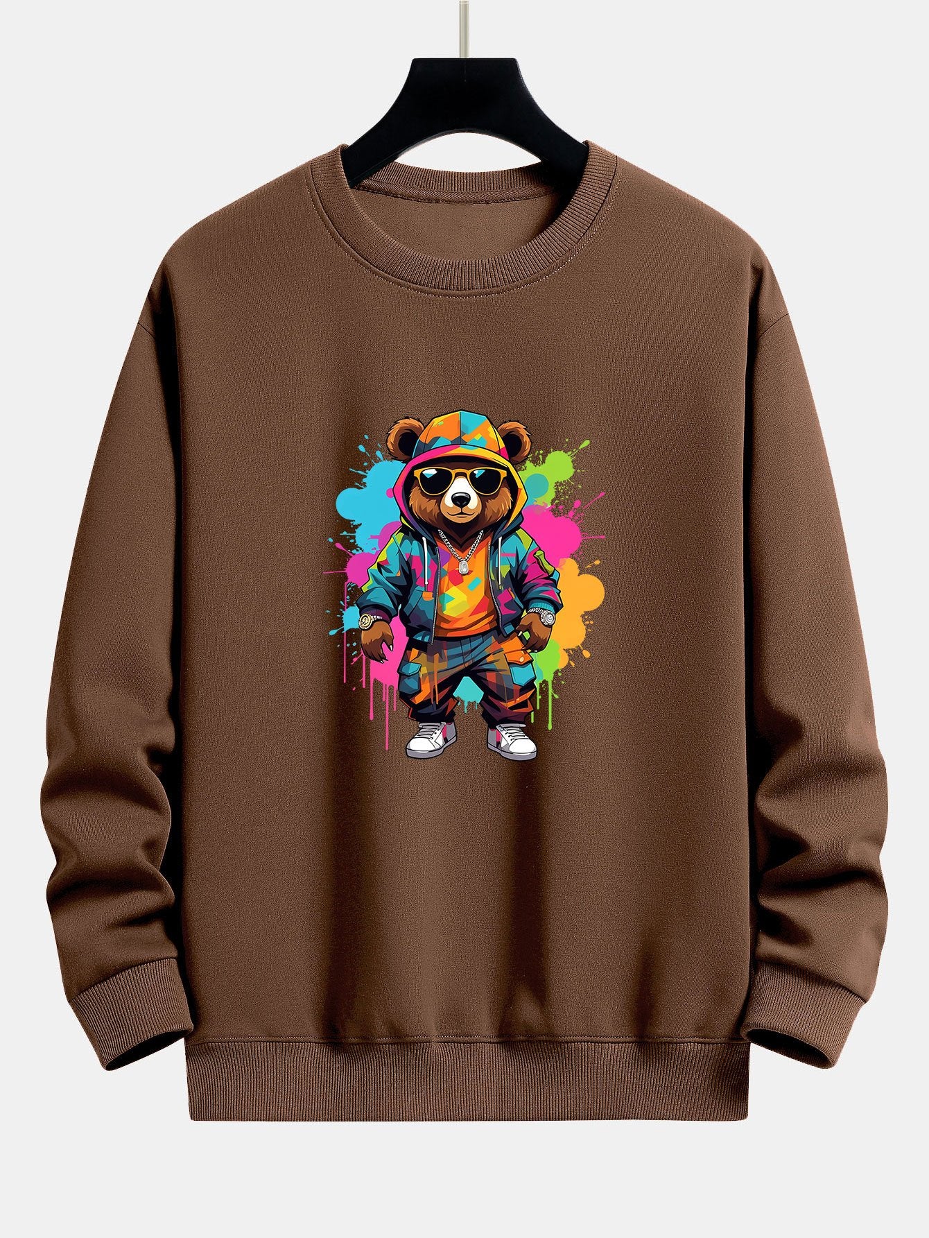 Splash Bunter Bären Druck Relax Fit Sweatshirt - Image 7