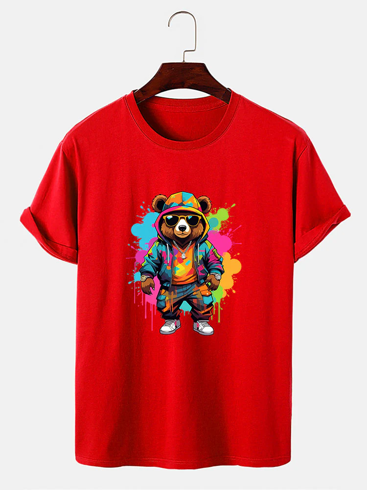 Splash Bunter Bären Druck T-Shirt - Image 10