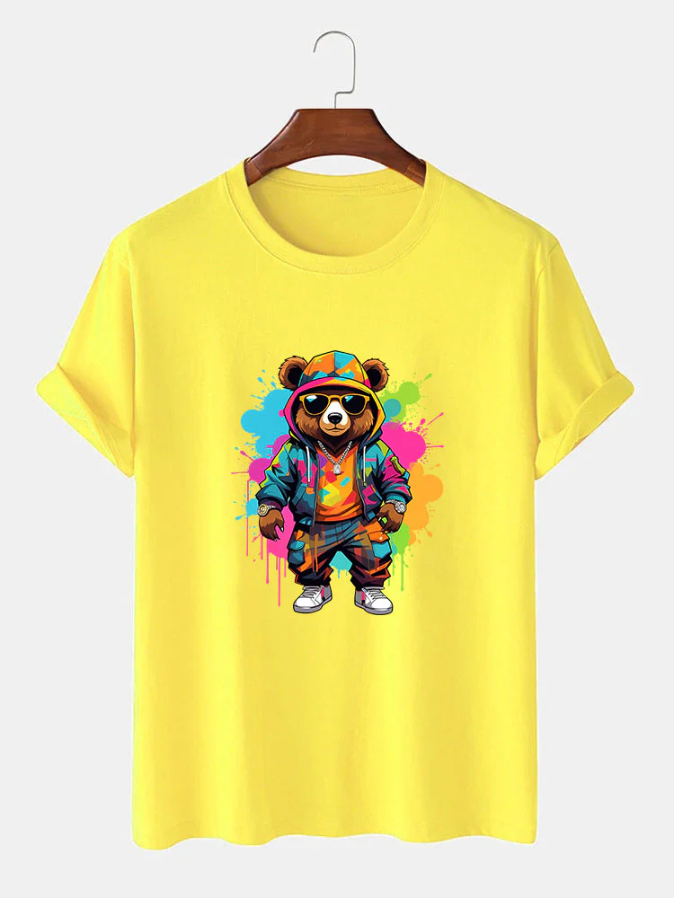 Splash Bunter Bären Druck T-Shirt - Image 12
