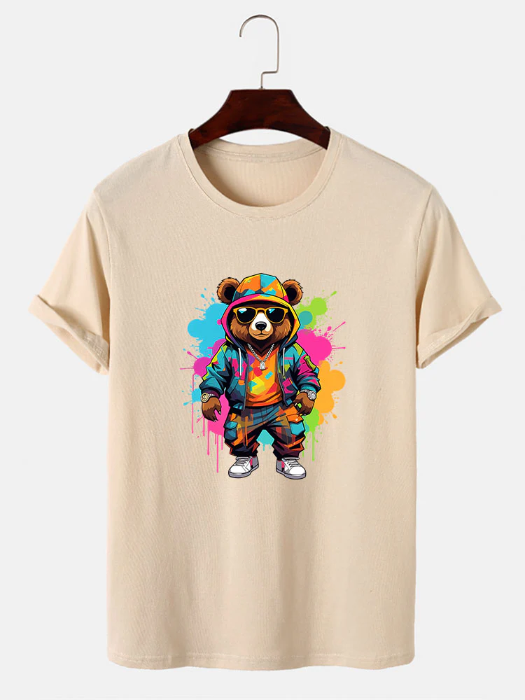 Splash Bunter Bären Druck T-Shirt - Image 2