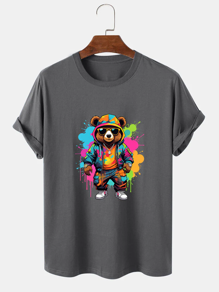 Splash Bunter Bären Druck T-Shirt - Image 3