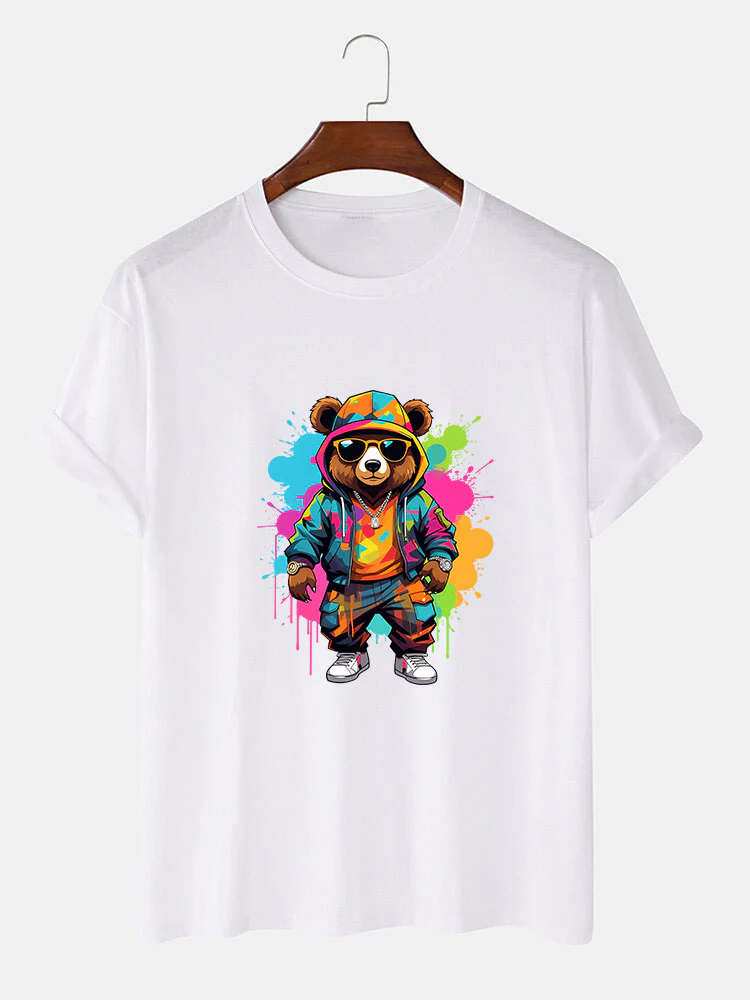 Splash Bunter Bären Druck T-Shirt - Image 4