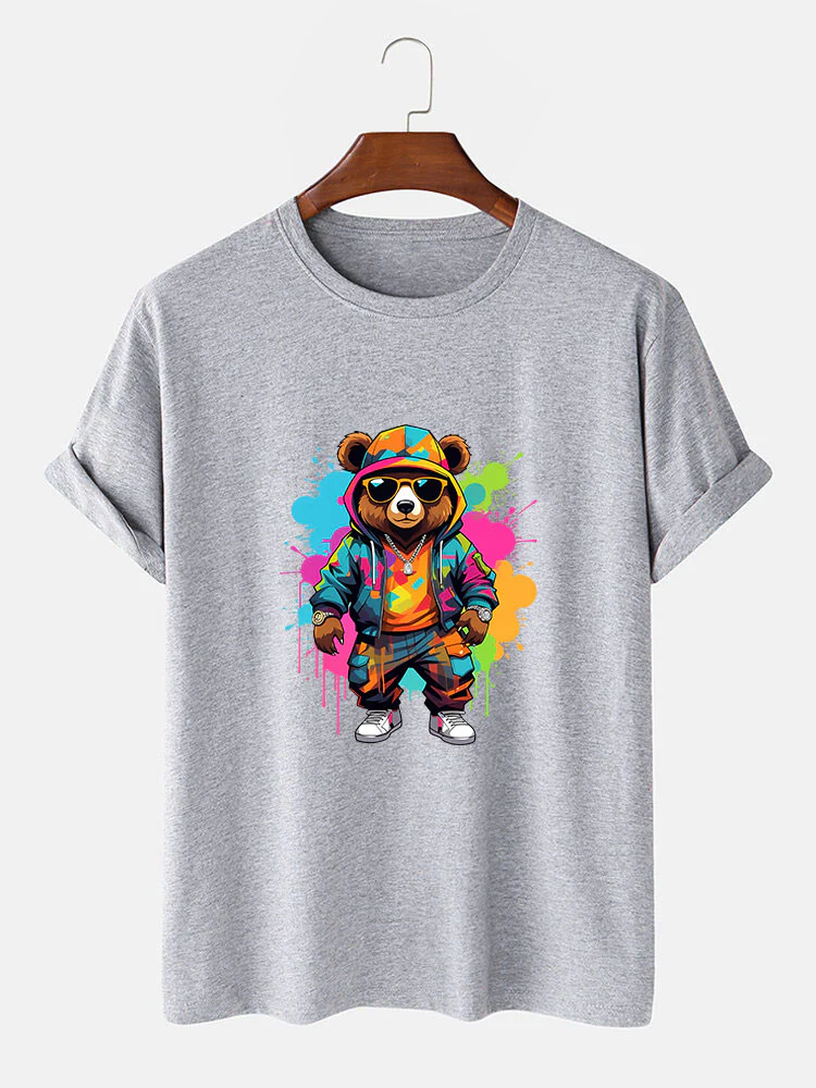 Splash Bunter Bären Druck T-Shirt - Image 6