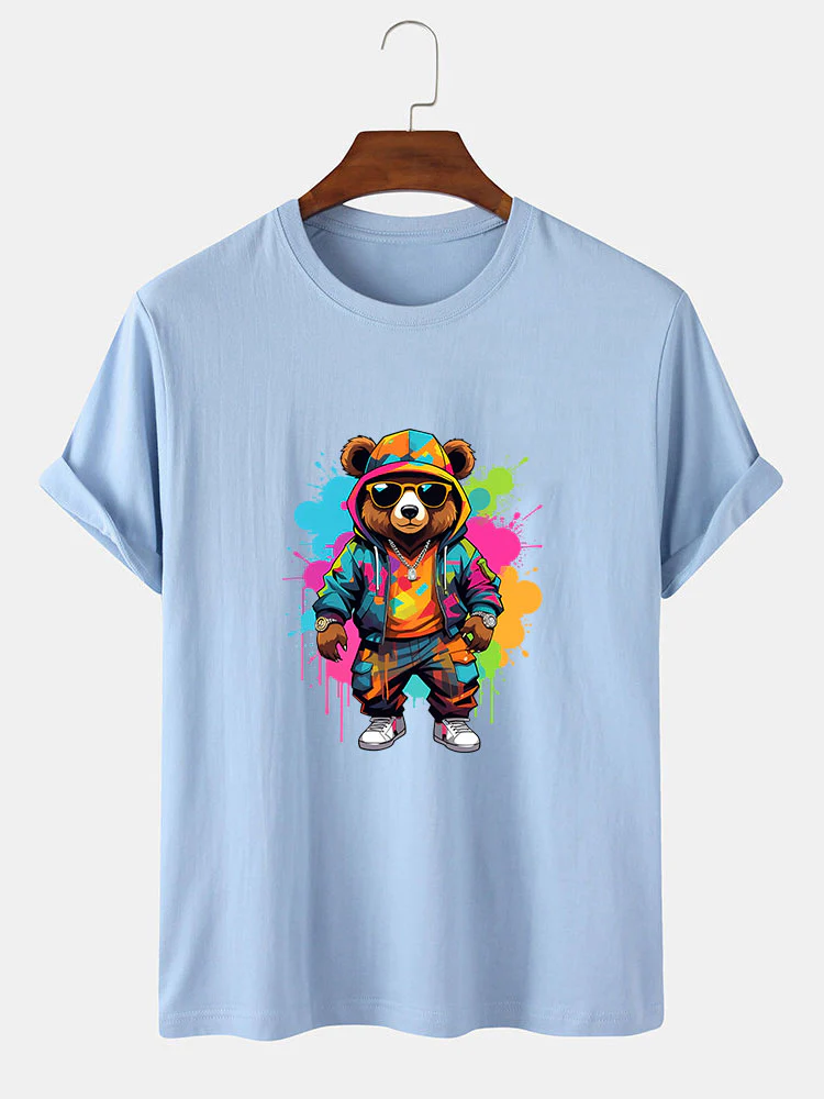 Splash Bunter Bären Druck T-Shirt - Image 7