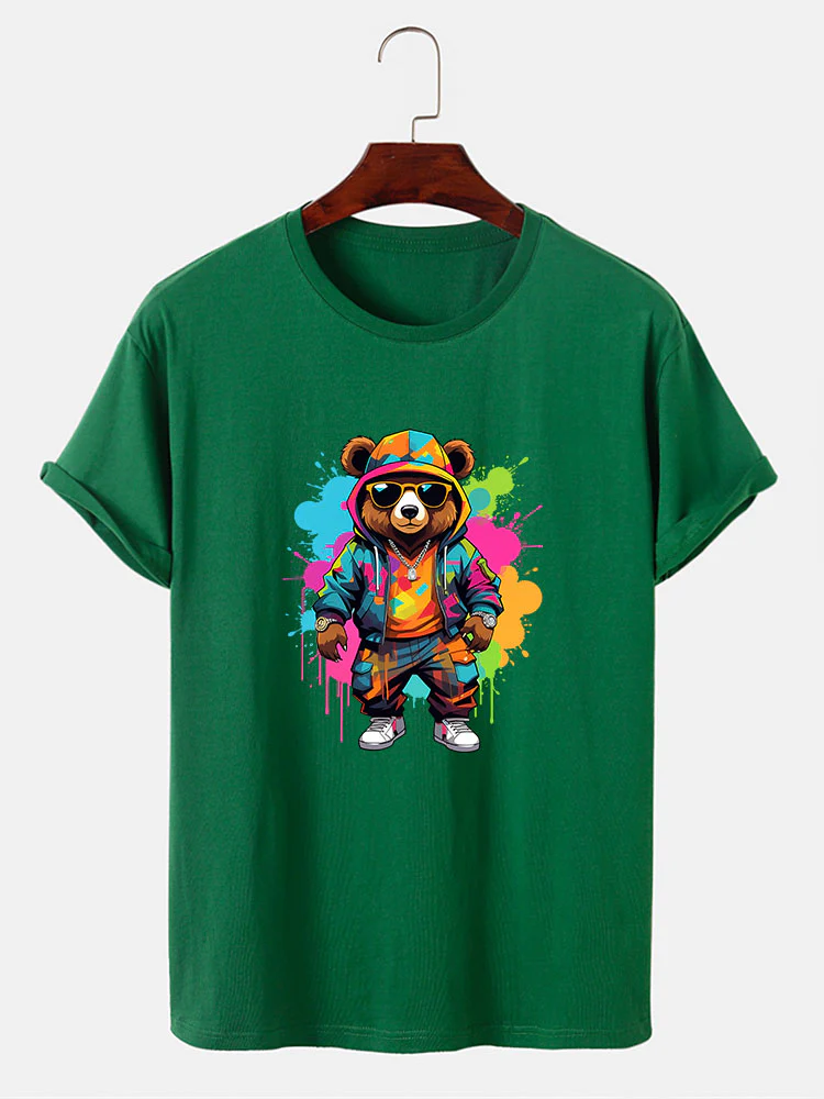 Splash Bunter Bären Druck T-Shirt - Image 8