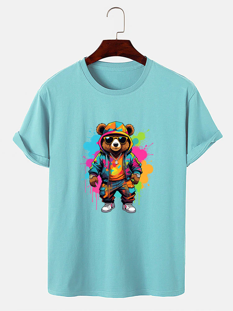 Splash Bunter Bären Druck T-Shirt - Image 9