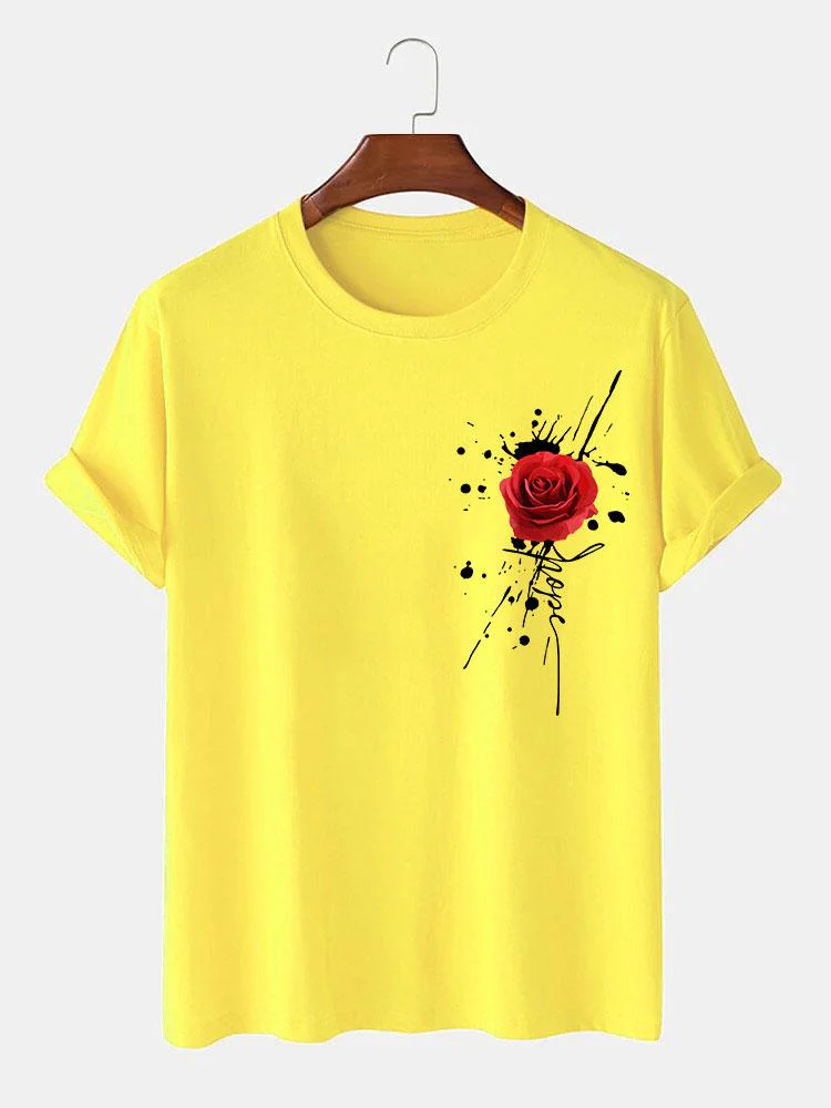 Splash Ink Rose Print T-Shirt - Image 10