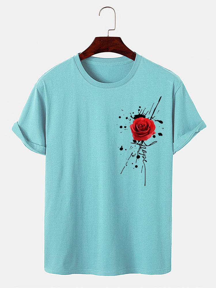 Splash Ink Rose Print T-Shirt - Image 11