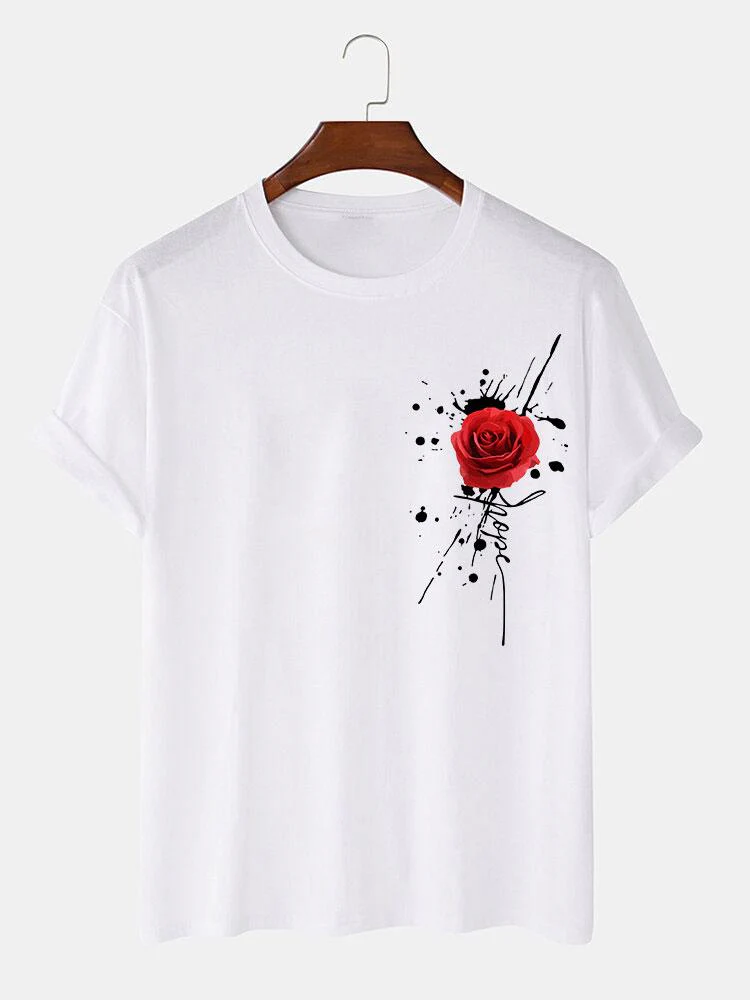 Splash Ink Rose Print T-Shirt - Image 2