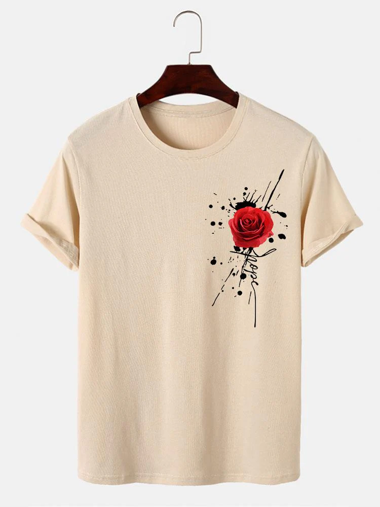Splash Ink Rose Print T-Shirt - Image 3