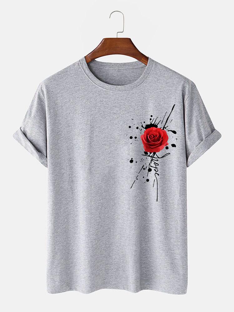 Splash Ink Rose Print T-Shirt - Image 4