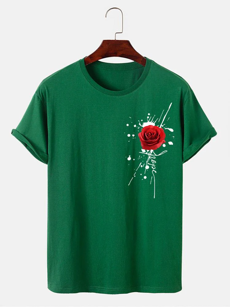 Splash Ink Rose Print T-Shirt - Image 8