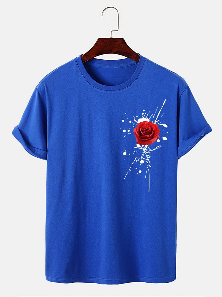 Splash Ink Rose Print T-Shirt - Image 9
