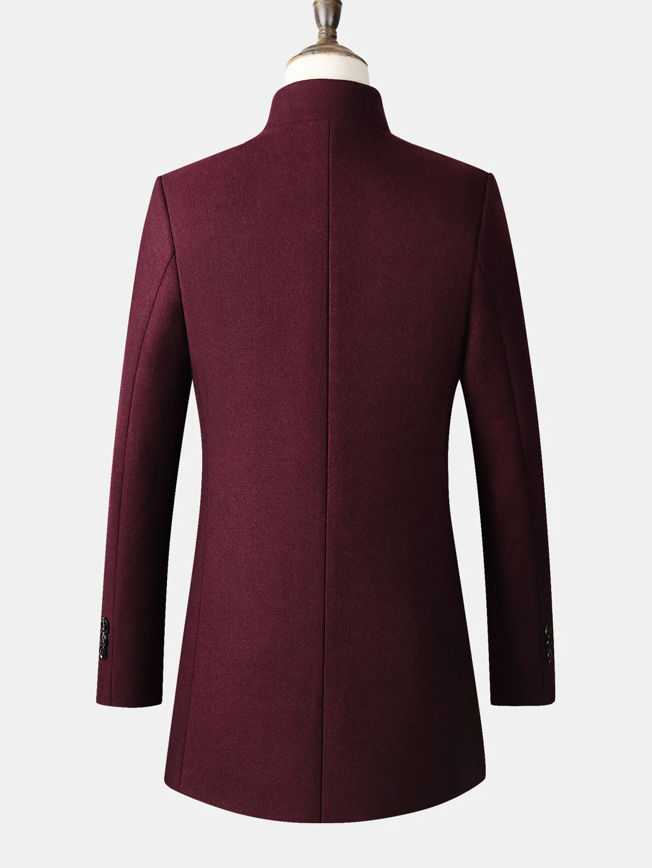 Stand Collar Wool Blend Overcoat - Image 5