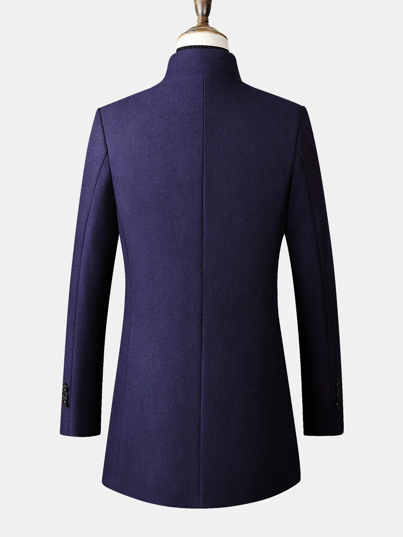 Stand Collar Wool Blend Overcoat - Image 7