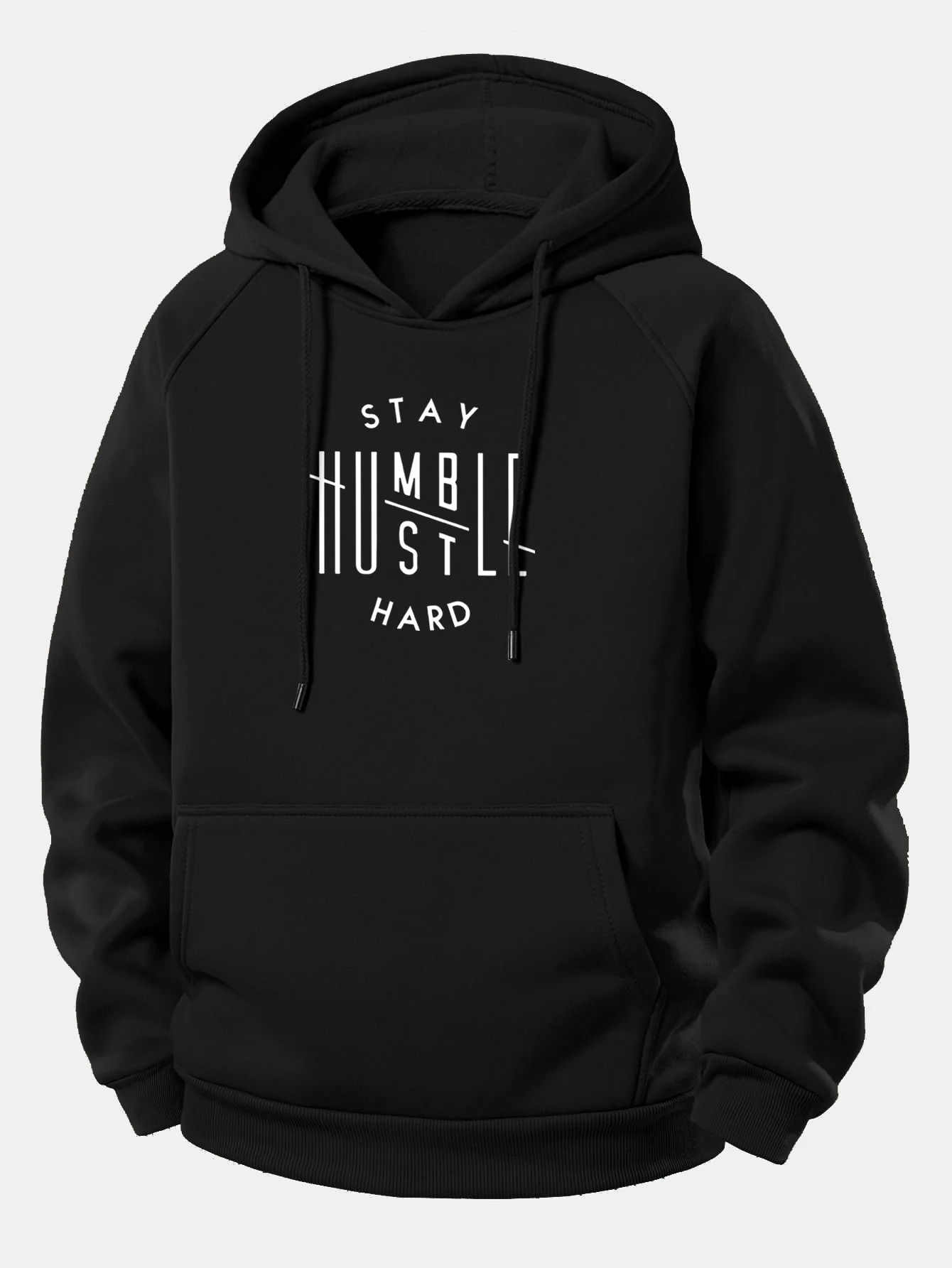 Stay Humble Hustle Hard Print Drawstring Hoodie - Image 2