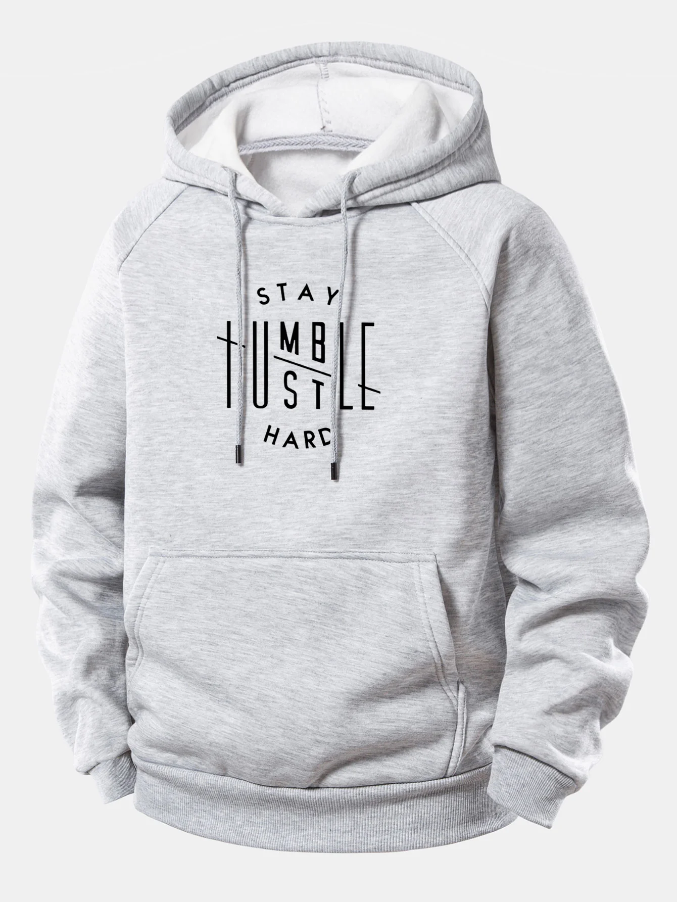 Stay Humble Hustle Hard Print Drawstring Hoodie - Image 5