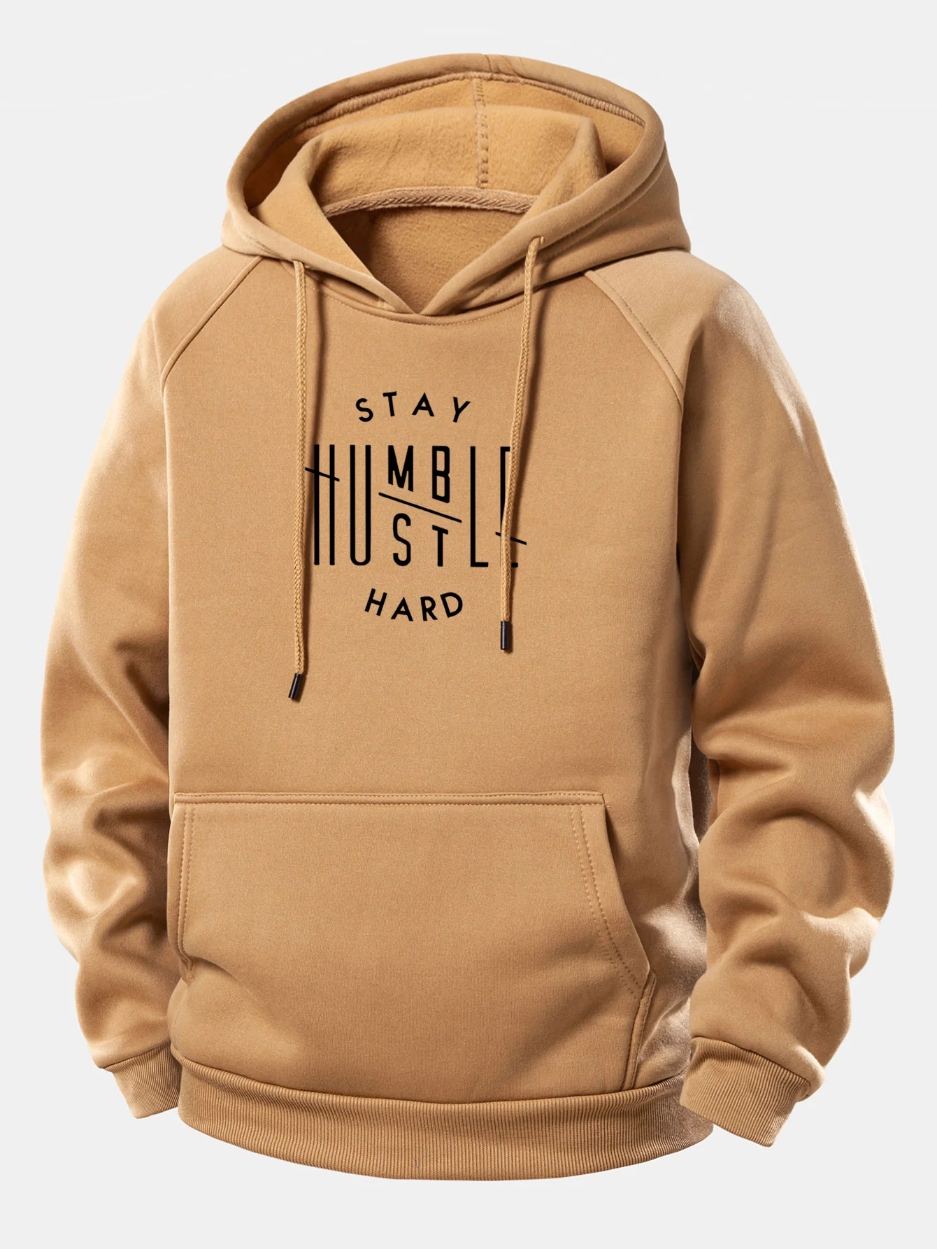 Stay Humble Hustle Hard Print Drawstring Hoodie - Image 7