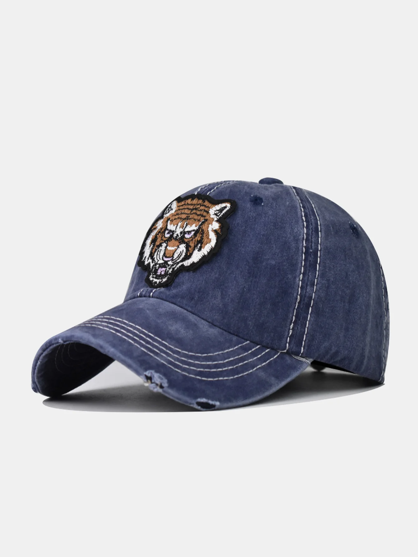 Street Fashion Tiger Stickerei Gewaschen Verwaschene Baseballmütze - Image 2