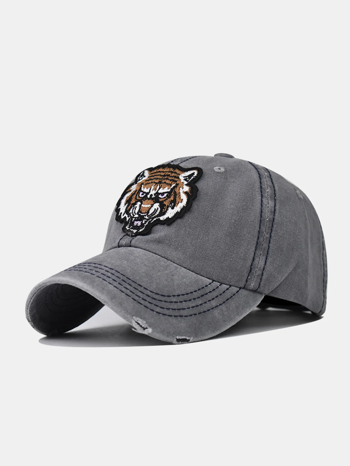 Street Fashion Tiger Stickerei Gewaschen Verwaschene Baseballmütze - Image 3