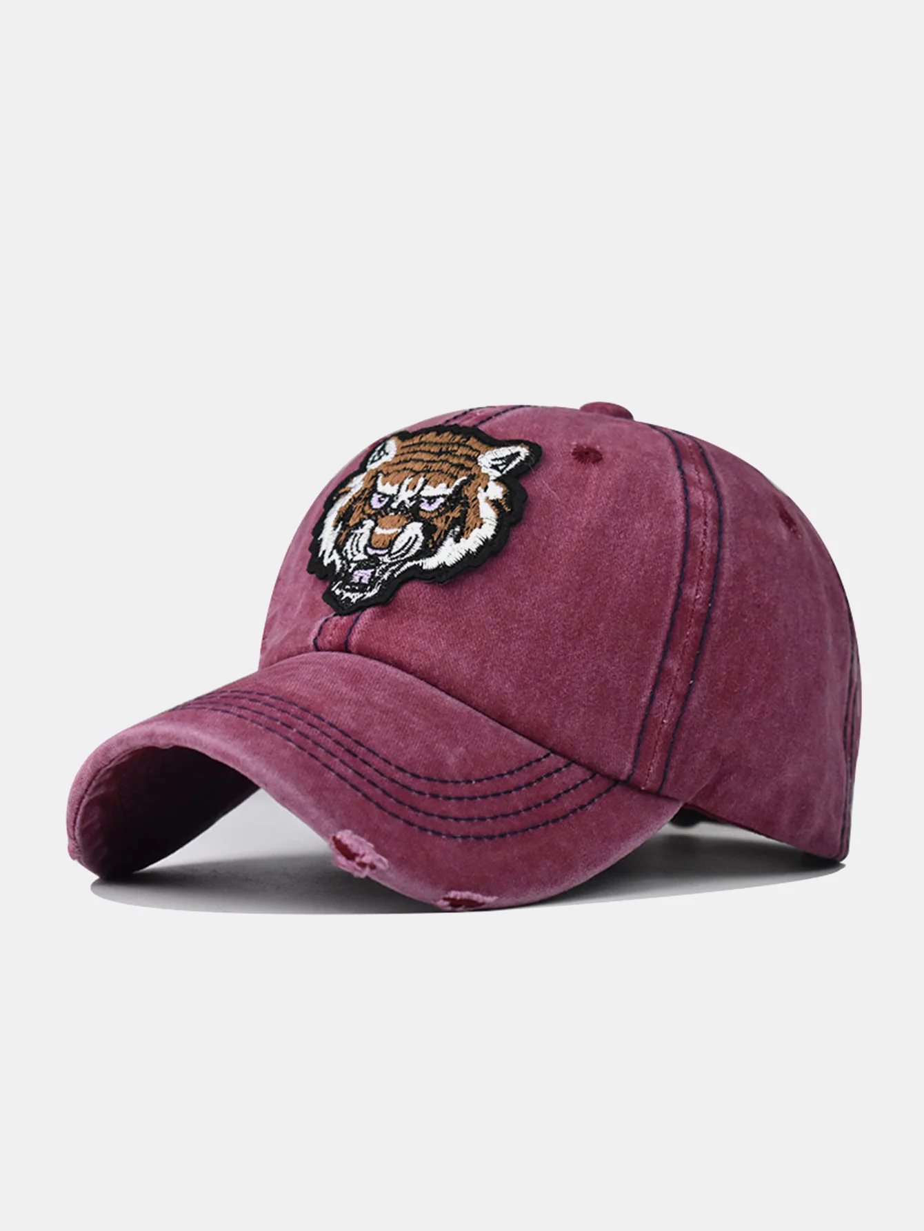 Street Fashion Tiger Stickerei Gewaschen Verwaschene Baseballmütze - Image 4