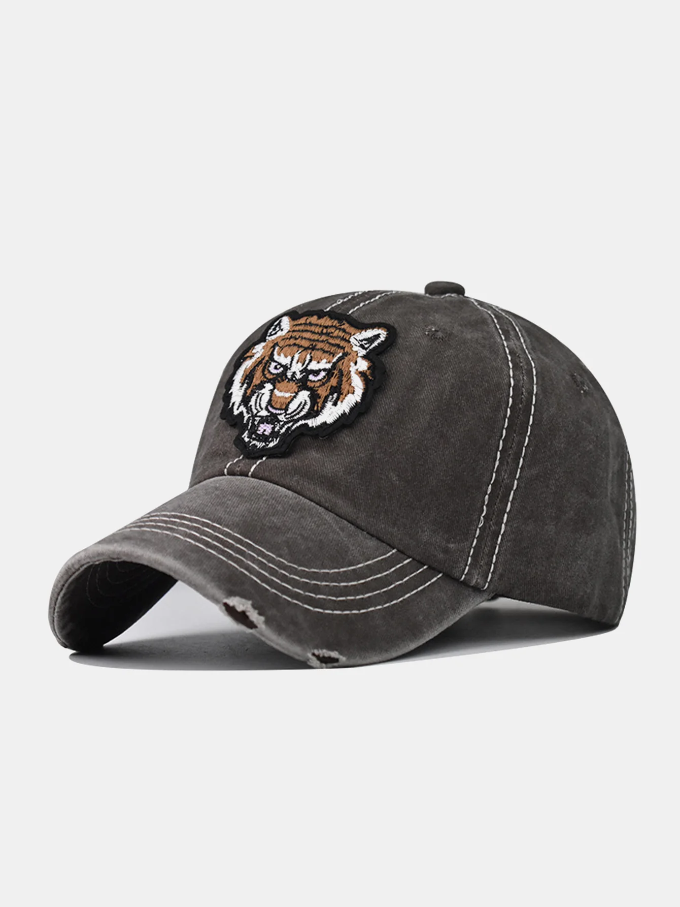 Street Fashion Tiger Stickerei Gewaschen Verwaschene Baseballmütze - Image 5