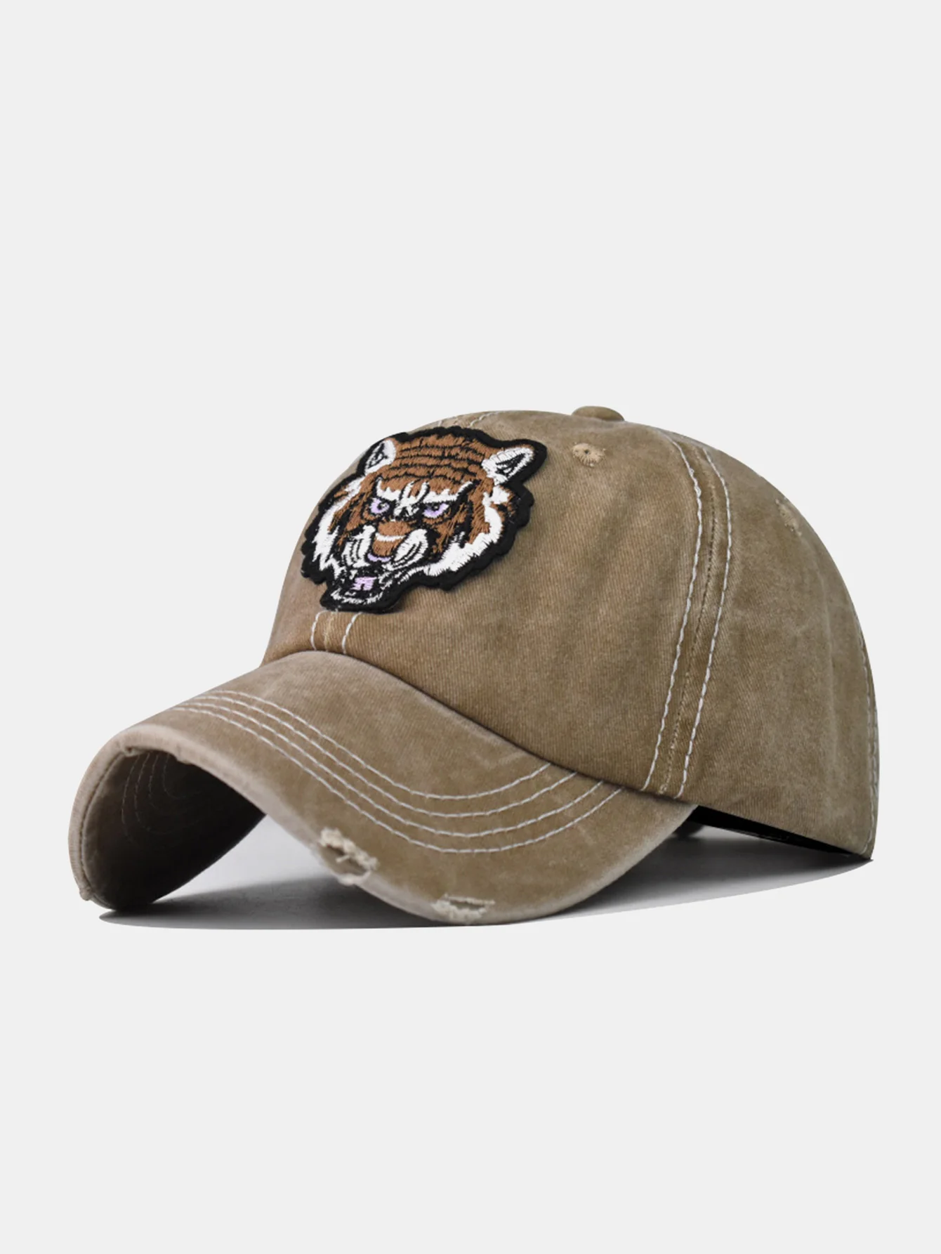 Street Fashion Tiger Stickerei Gewaschen Verwaschene Baseballmütze - Image 6