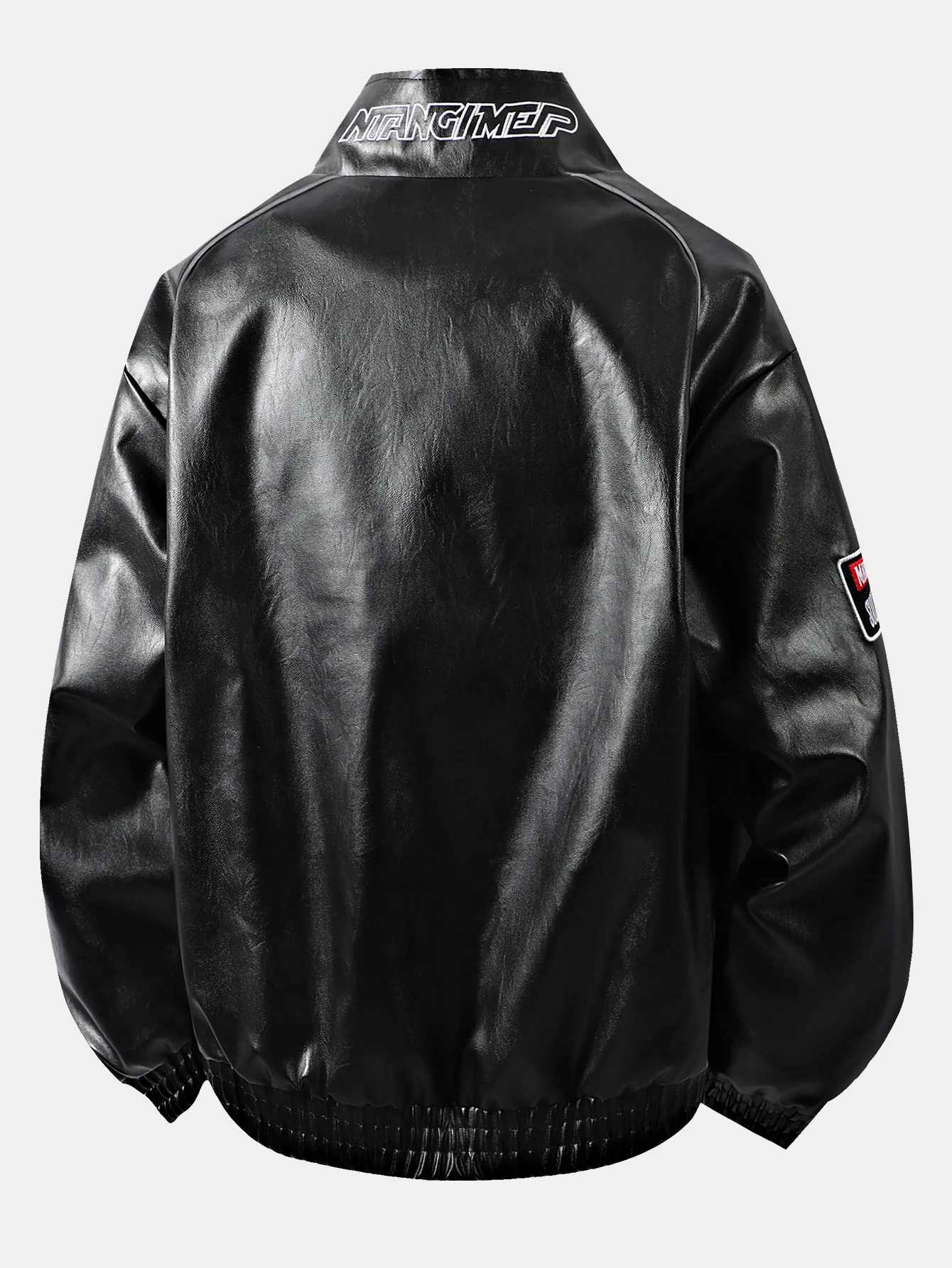 Fleecegefütterte bestickte Leder-Rennjacke - Image 2