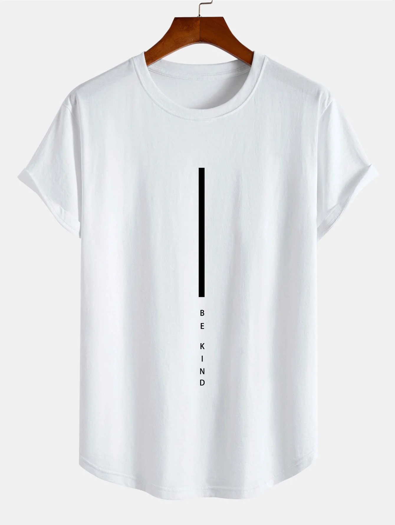 Stripe Be Kind Print Baumwoll-T-Shirt mit abgerundetem Saum - Image 2
