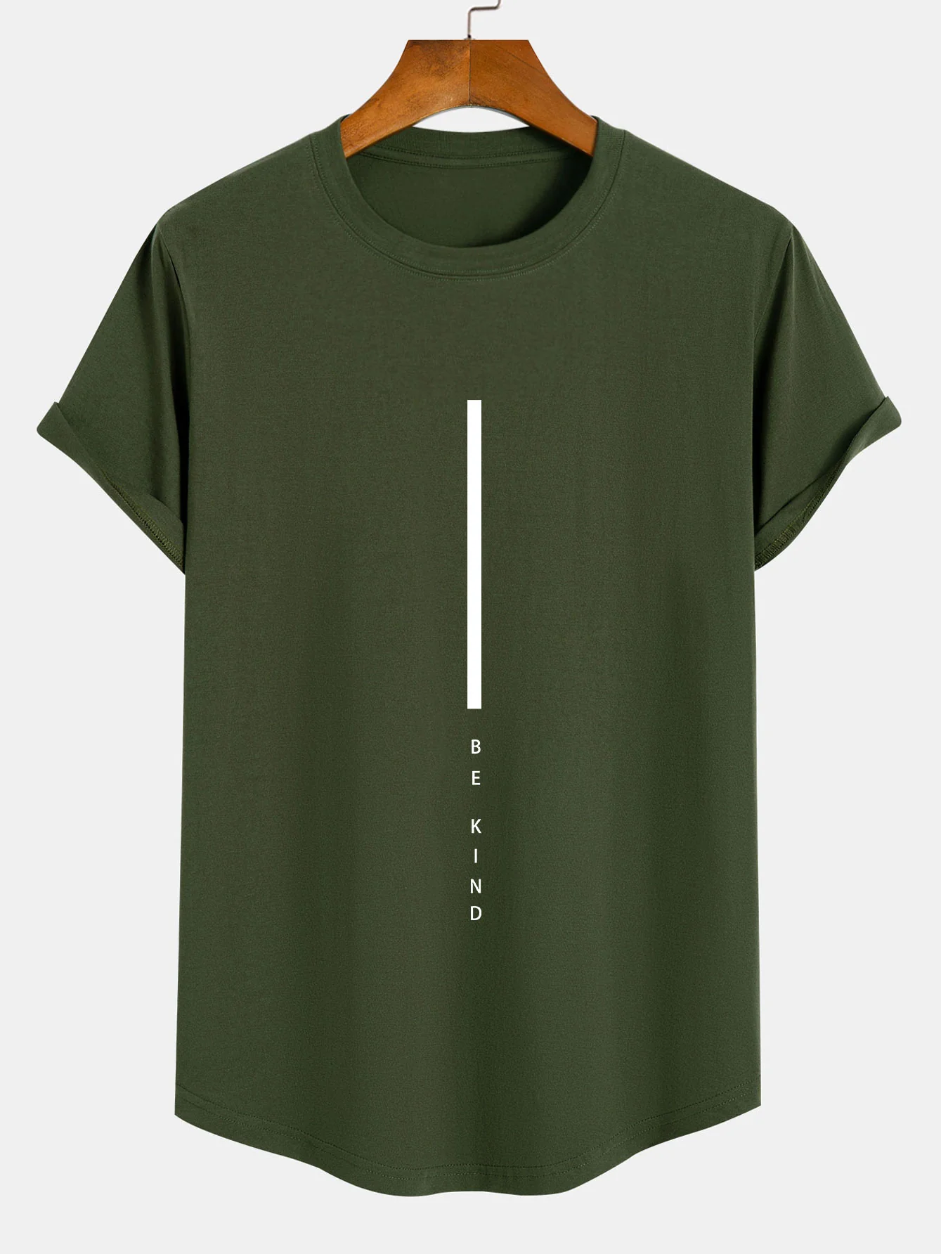 Stripe Be Kind Print Baumwoll-T-Shirt mit abgerundetem Saum - Image 5