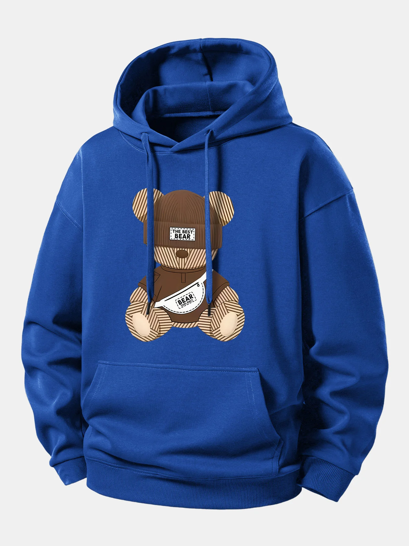 Stripe Bear Print Relax Fit Hoodie - Image 10