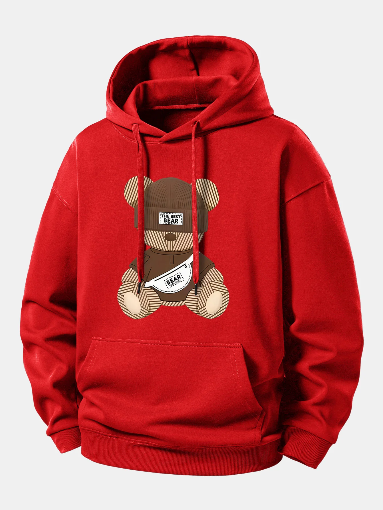 Stripe Bear Print Relax Fit Hoodie - Image 11