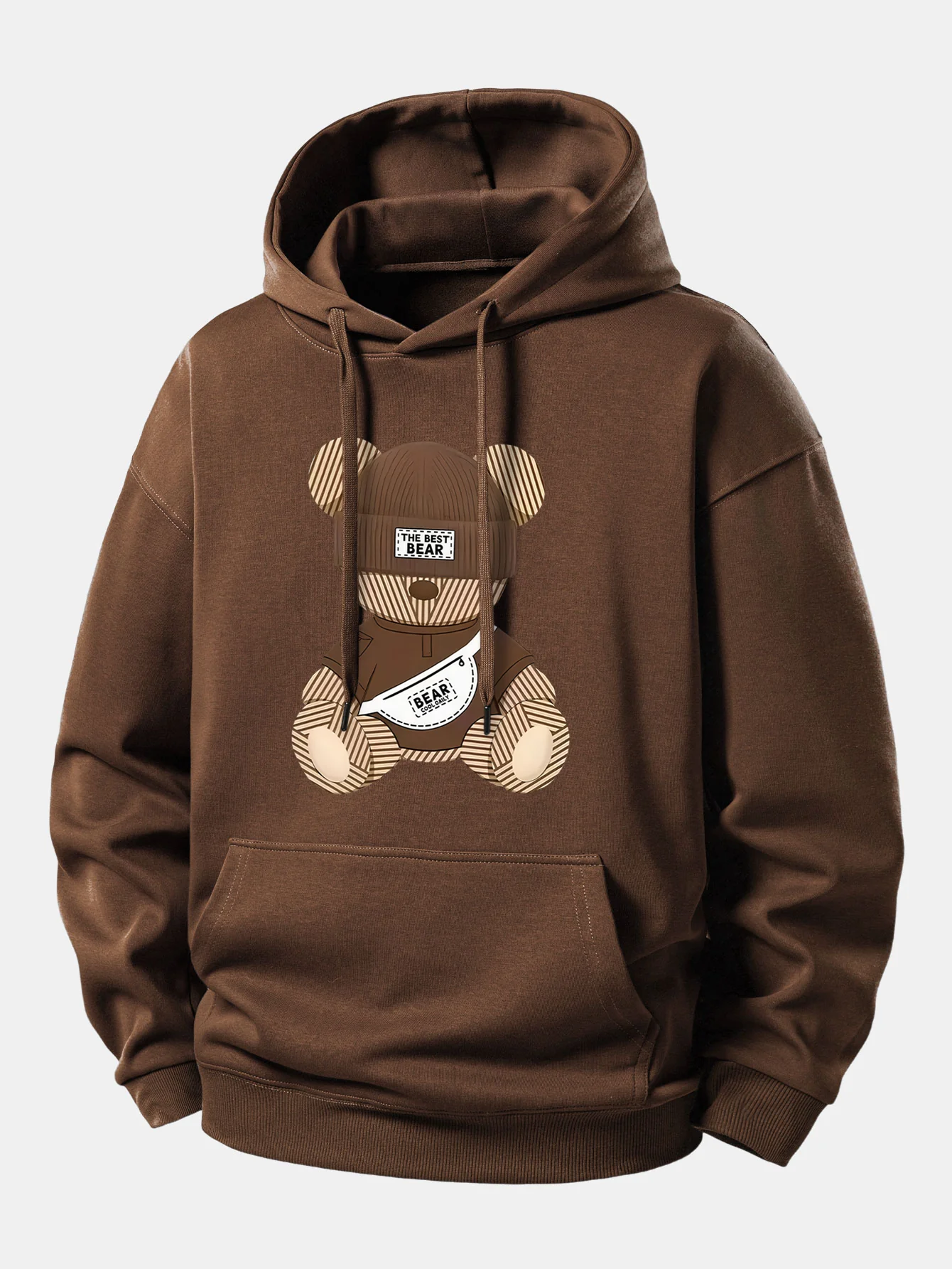 Stripe Bear Print Relax Fit Hoodie - Image 2