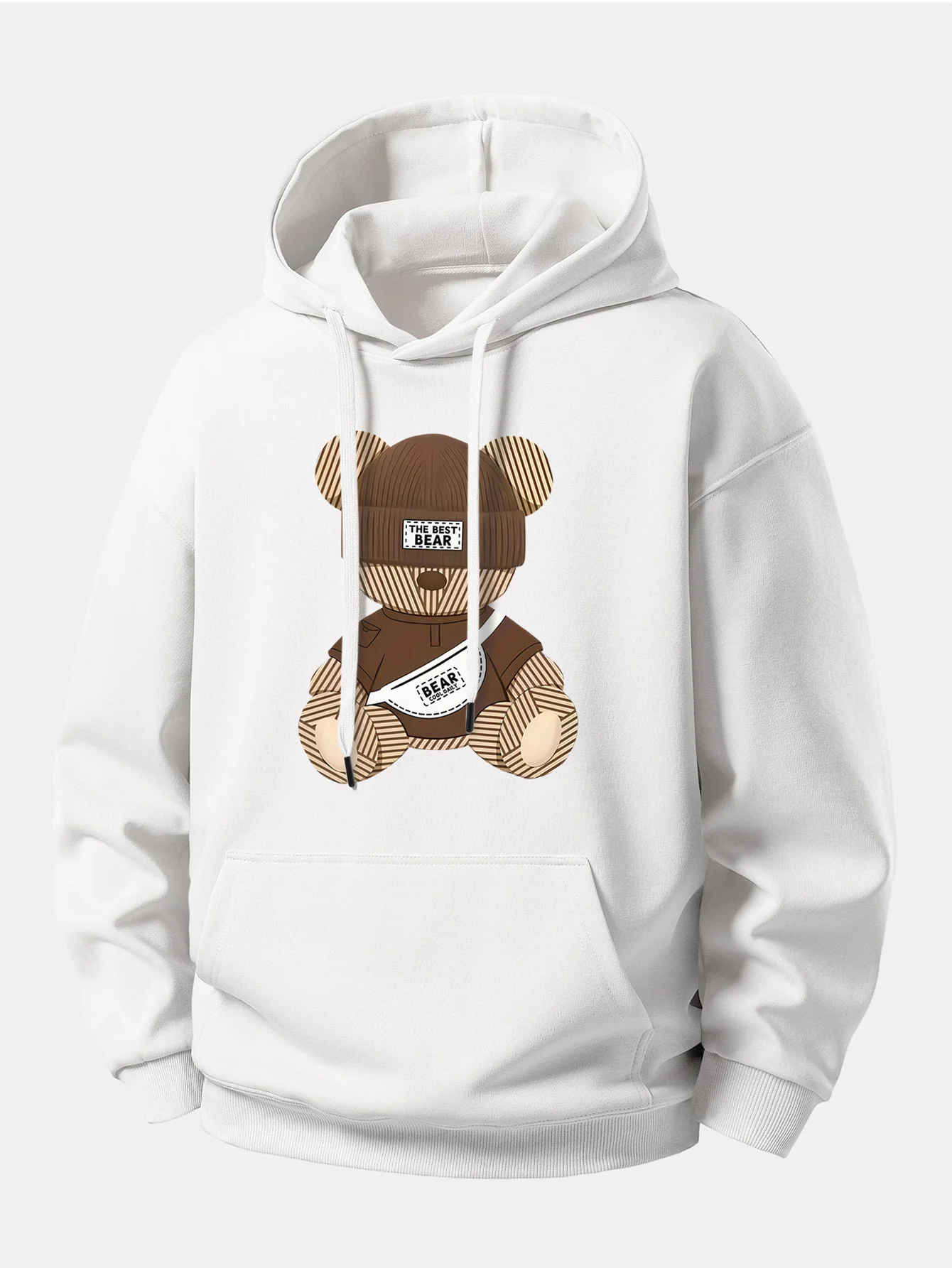 Stripe Bear Print Relax Fit Hoodie - Image 5