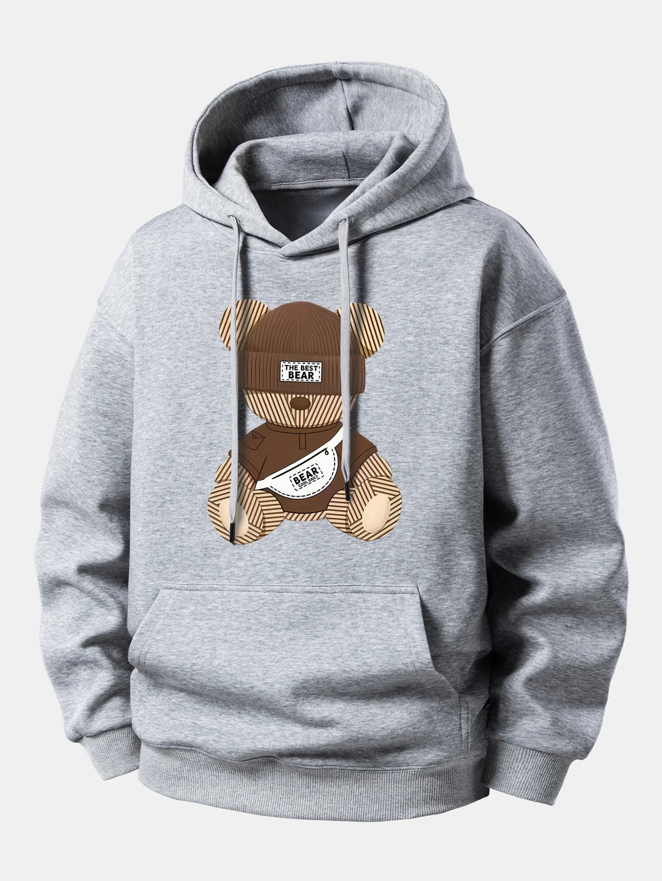 Stripe Bear Print Relax Fit Hoodie - Image 6
