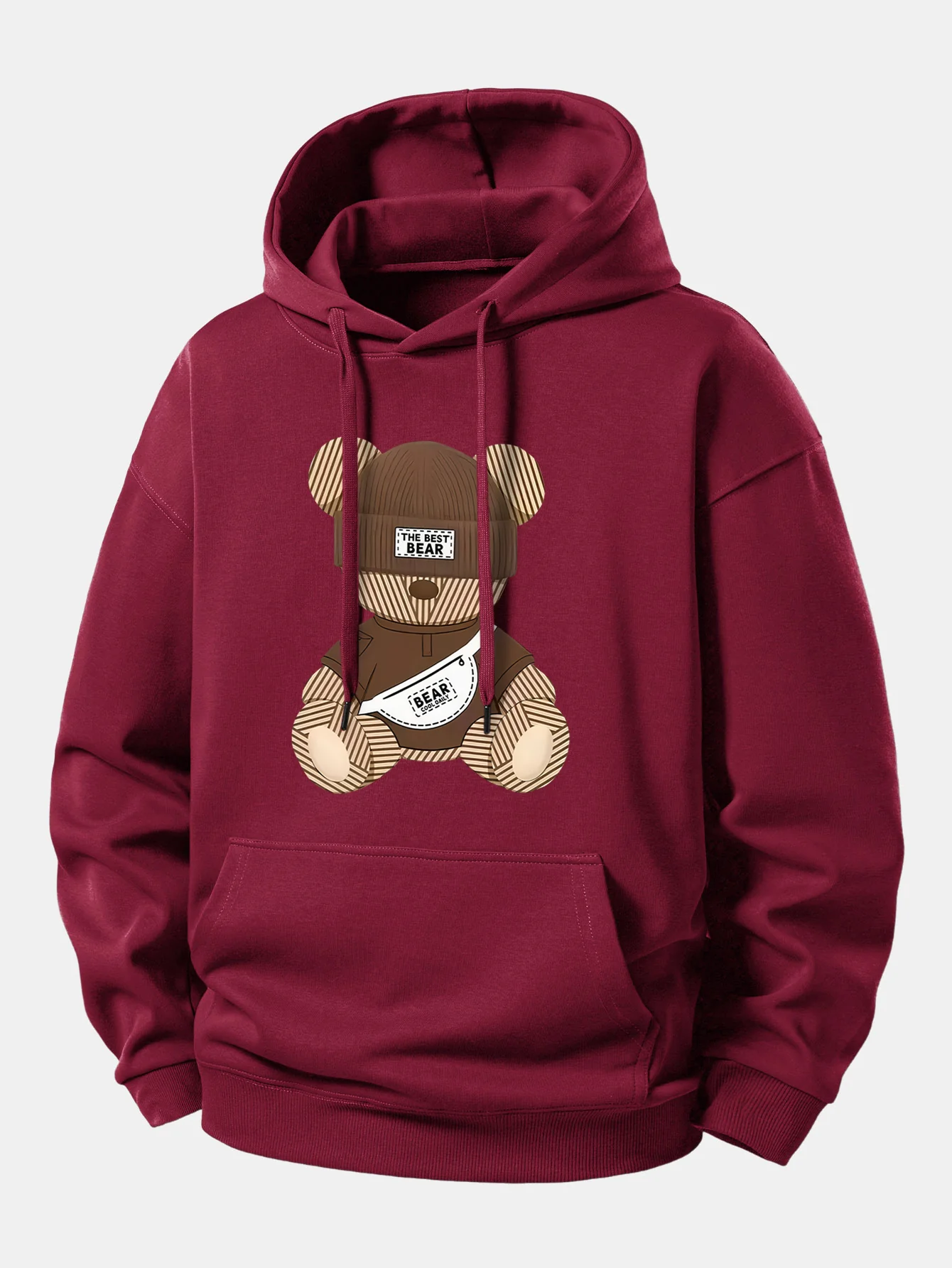 Stripe Bear Print Relax Fit Hoodie - Image 7